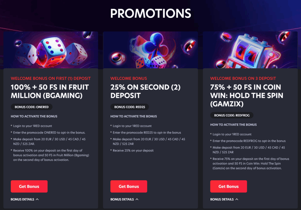 1Red Casino Bonus