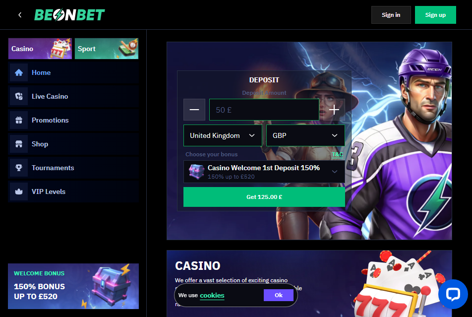 BeonBet Casino Desktop Screenshot