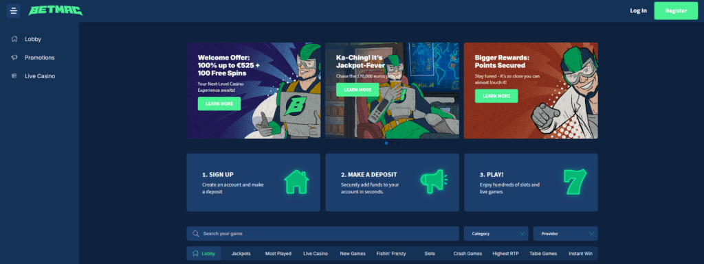 Betmac Casino Desktop Screenshot