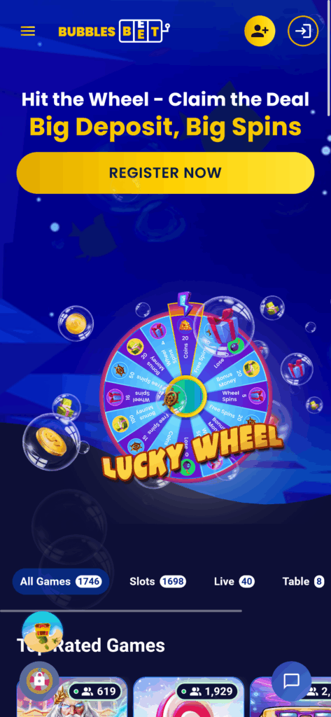 Bubbles Bet Casino Mobile Screenshot