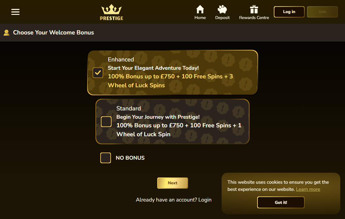 Casino Prestige Desktop Screenshot