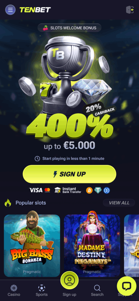 TenBet Mobile Screenshot