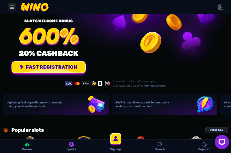 Wino Casino Desktop Screenshot